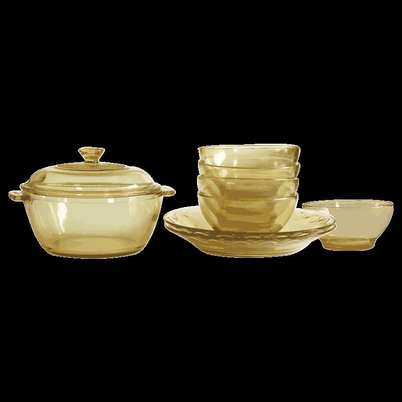 Yileya Amber Heat-Resistant Glass 9-Piece Dinnerware Set