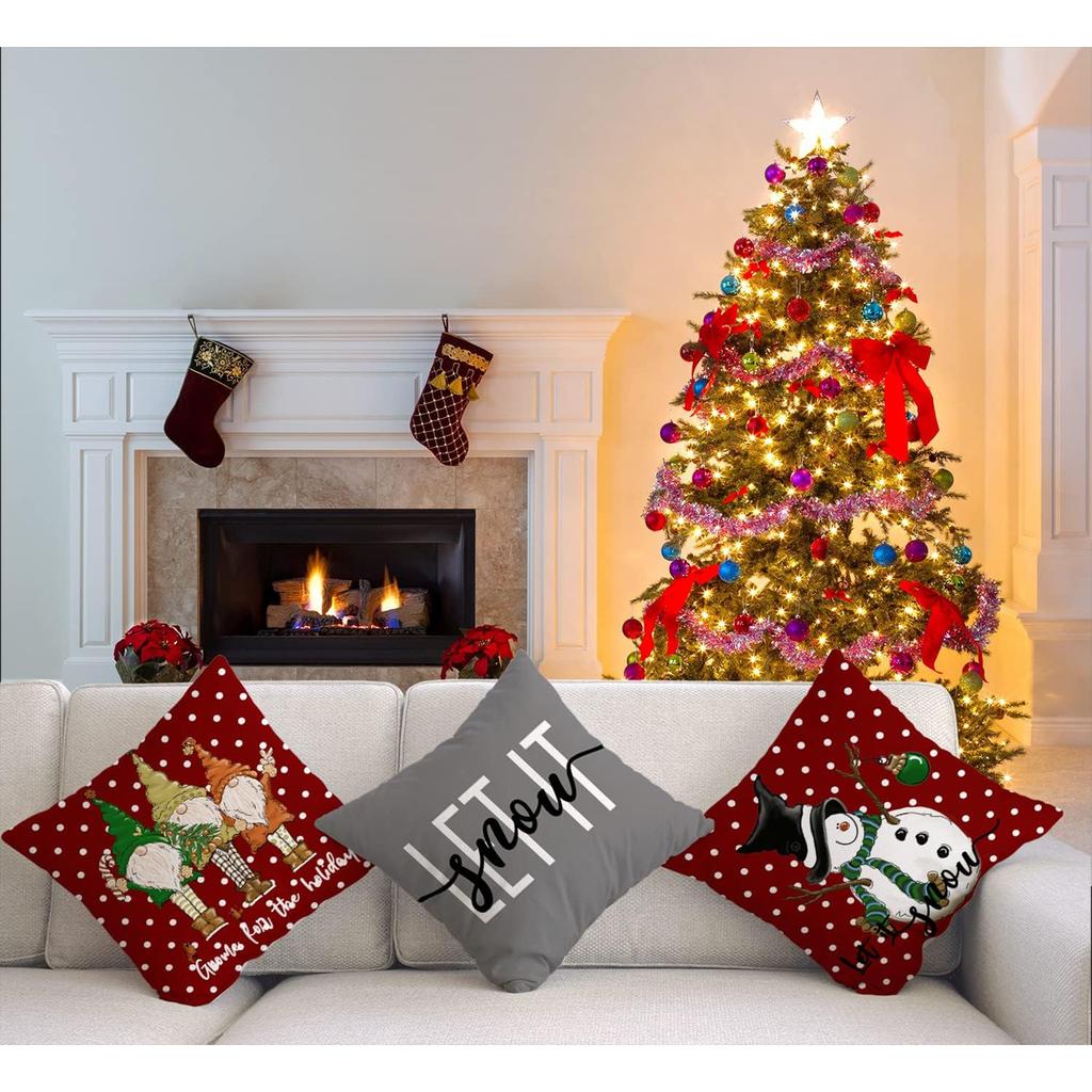 Christmas Magic: Snowman, Gnome, and Winter Hello Pillow Covers sofas, bedroom pillow covers, holiday gifts