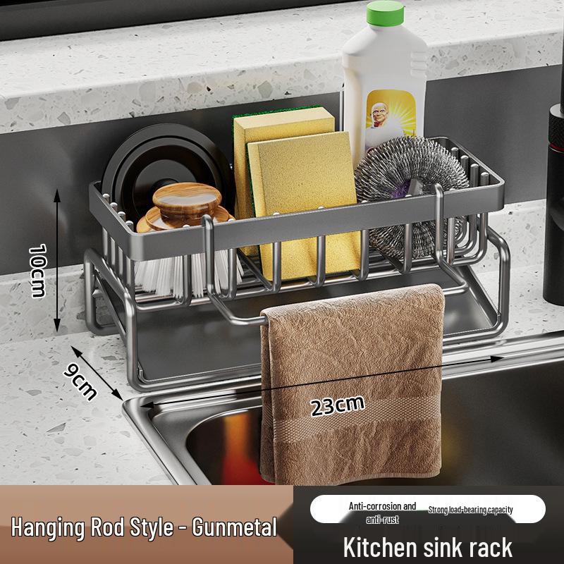 Sponge Cloth & Dish Soap Storage Rack - Kitchen Sink Organizer