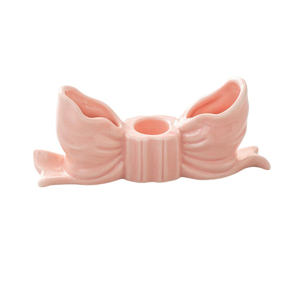 Candle Holder Table Centerpiece Bow Tie Candle Holder Elegant Ceramic Bow Candle Holder for Taper Candles Table Centerpiece розовый