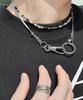 Acha Surgical Steel Chain Link Circle Layered Necklace _ Silver
