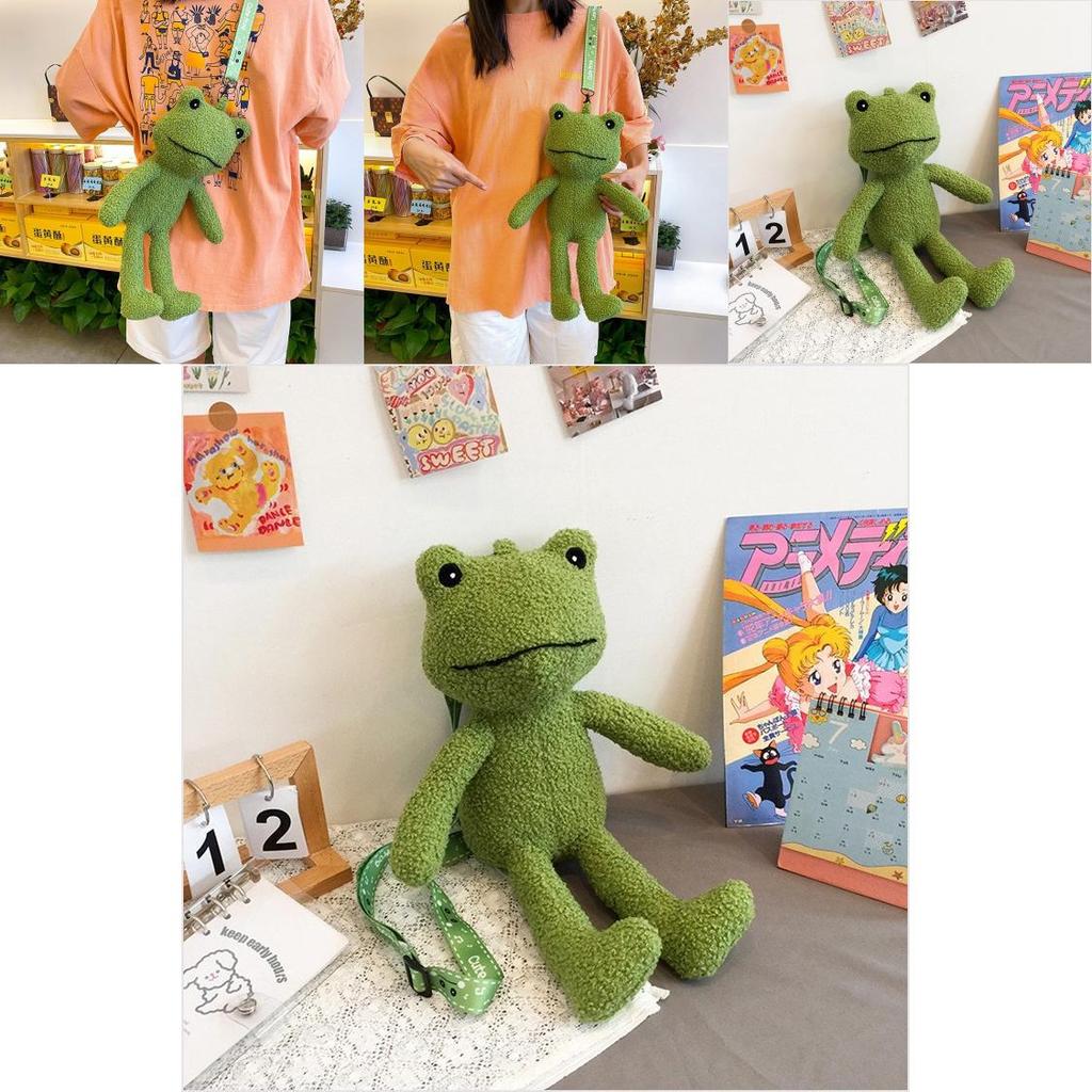 Cute Plush Frog Crossbody Bag For Women Soft And Adorable Cartoon Style Design