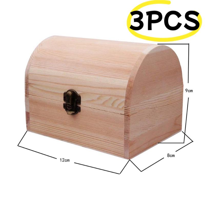 New 1/3Pcs Jewellery Keepsake Pine Plain Storage Wedding Wooden Arched Hinged Boxes Practical Decorate Wooden Box Trinket