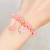 Cute Kids Glass Beaded Bracelet Princess Cartoon Crystal Flower Charm Bangle Handmade Jewelry Gift For Girls Students