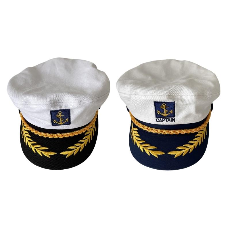 Adjustable Cotton Sailors Hat Classical 2000s Embroidered Cosplay Hat For Women And Men