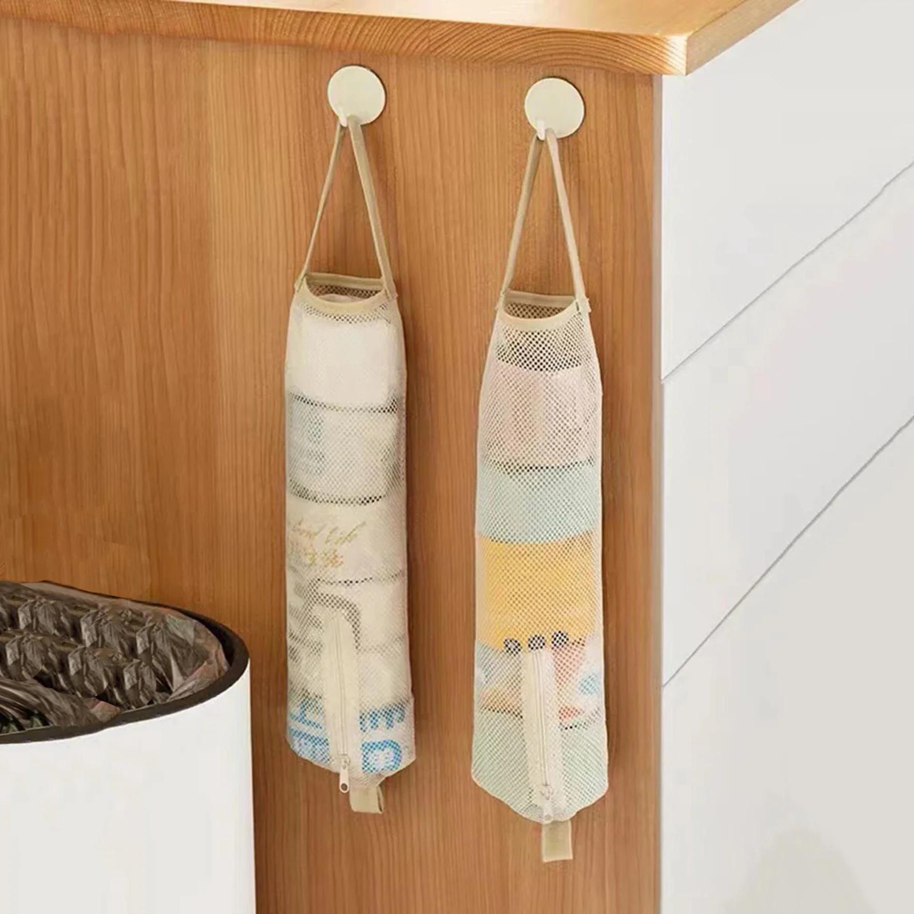 

1PC - Seasoning storage bag, fruit and vegetable seasoning storage hanging bag, mesh pocket, wall mounted shopping bag