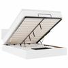Cadre de lit ottoman - 140x190 cm - Similicuir blanc - Rangement sous le lit - Matelas inclus