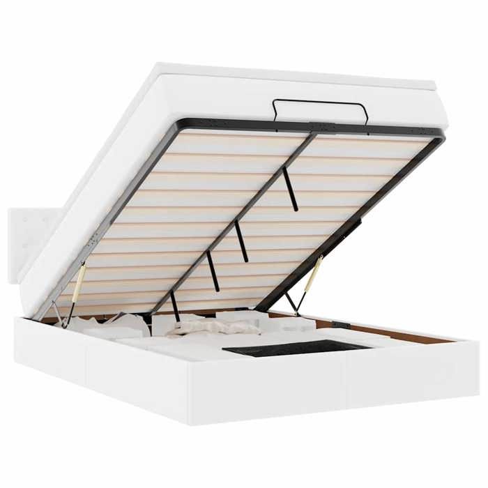 VidaXL Cadre de lit ottoman avec matelas blanc 140x200 cm similicuir, cadre de lit, cadre de lit rembourré 3311309
