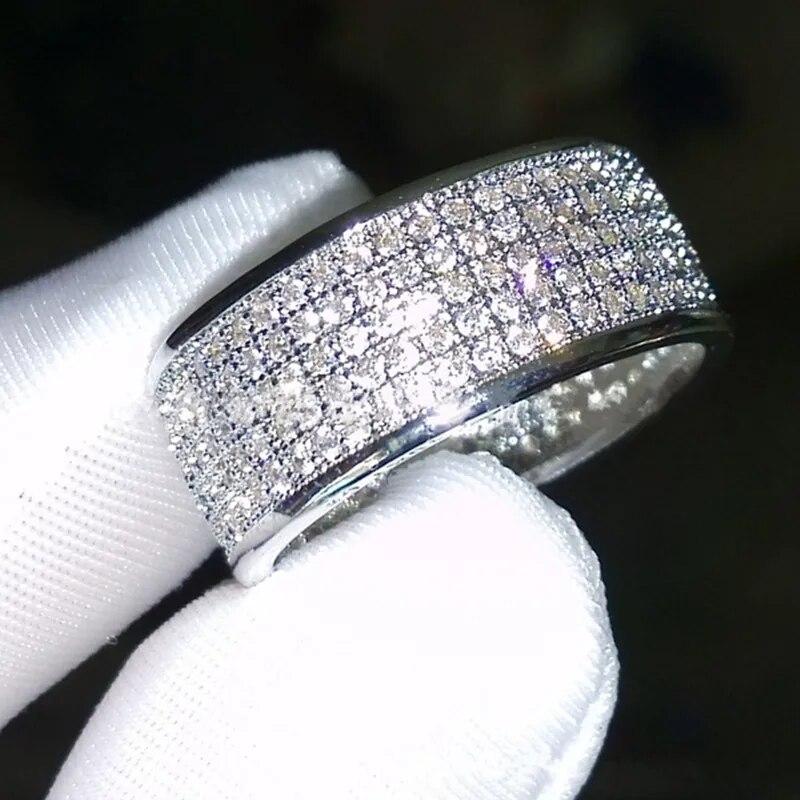 FDLK 2 stk Brudesett Elegante ringer for kvinner Bryllupsforlovelse Mote smykker med full skinnende kubikksirkon kvinnering