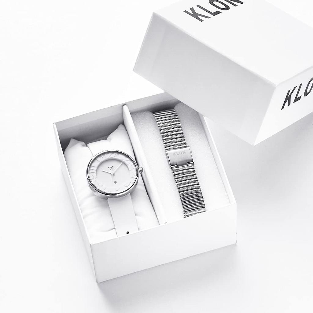 klon Watch Replacement Strap Set 2way Simple White 36mm KLON INFINITY STAIR series Men's Women's -RONDO TIME- [36/W-FACE]