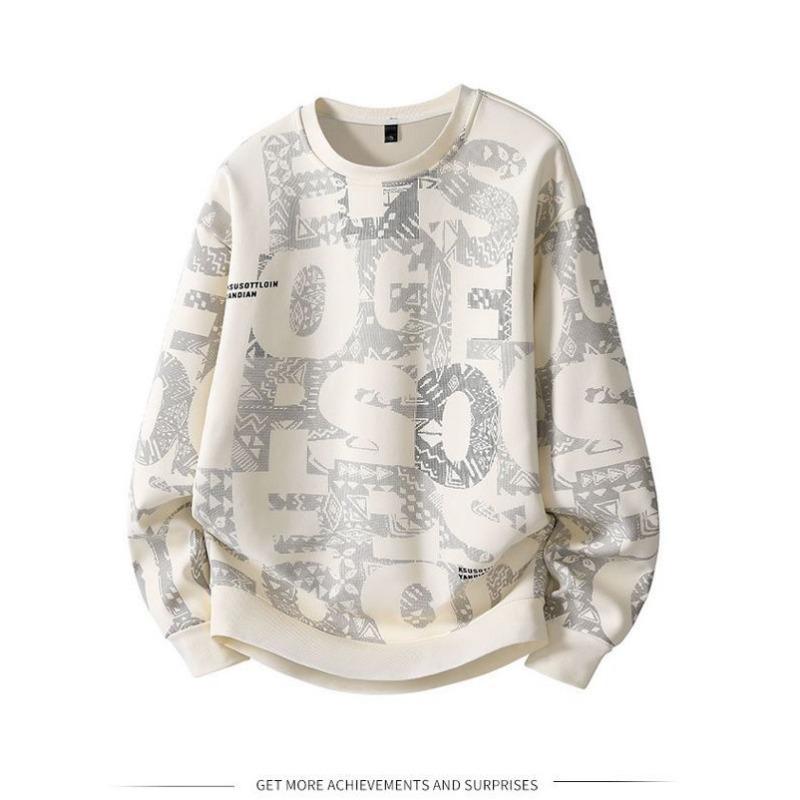 Letter Round Neck Sweatshirt Spring Autumn Trendy Casual New Versatile Long-sleeved Top Printed T-shirt