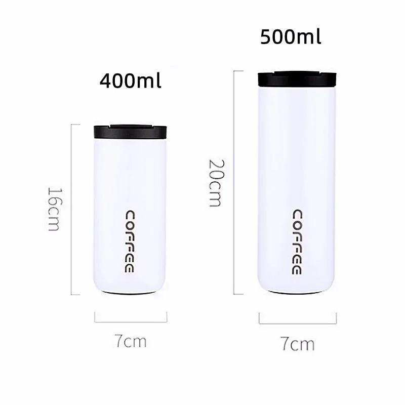 400ml/500ml Coffee Mug with Lid Leak-Proof Milk Tea Thermos Mugs Stainless Steel Travel Thermal Gooseneck Kettle Household Cups