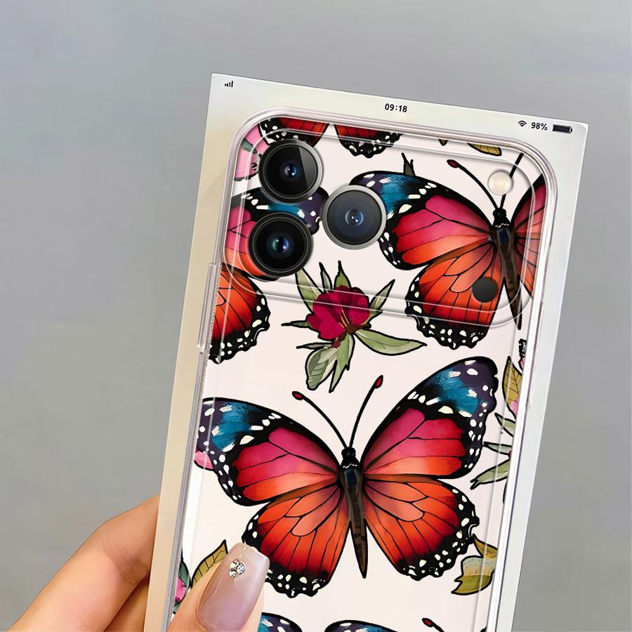 Case for iPhone 17 Pro Max 16 17e 11 Air XS Max 15 13 Pro 12 Mini XR 14 Plus Soft Phone Cover Retro Butterfly Flower