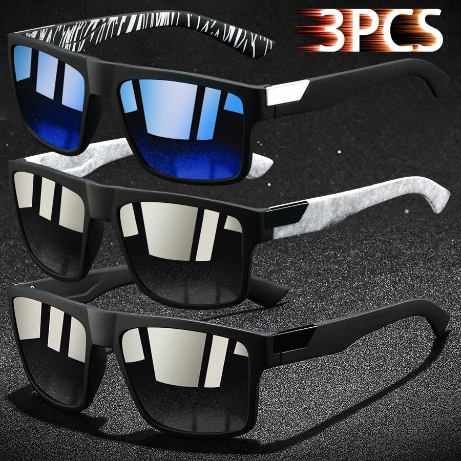 3 PCS Fashion Vintage Square Sunglasses Men Fishing Driving Man Luxury Brand Designer Sun Glasses Anti-Glare Retro Eyewear UV400