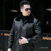 Men's Plus Velvet Leather Jacket with Thickened Fur Collar, Autumn/Winter Warmth, Ideal for Middle-Aged and Elderly Dads and Grandpas.