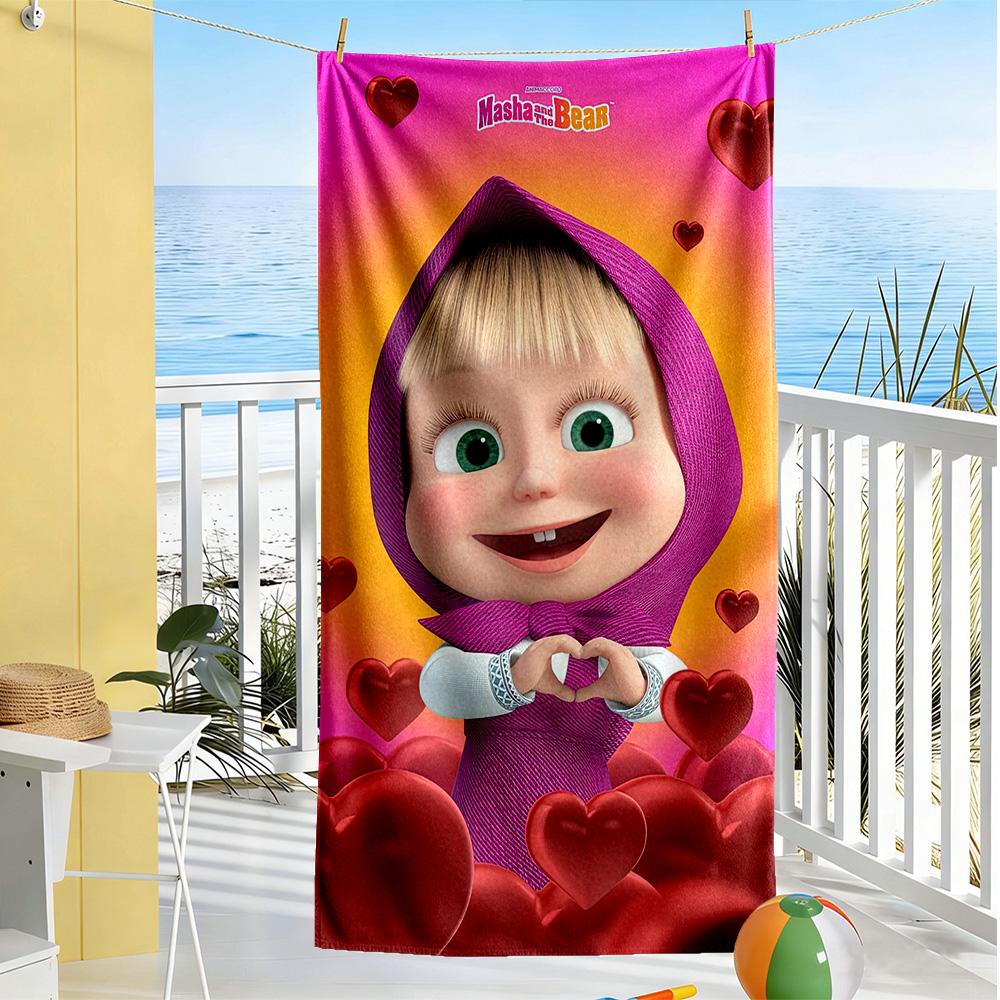Masha Bear Beach Towel Quick-Dry Soft Microfiber Comfortable Lightweight