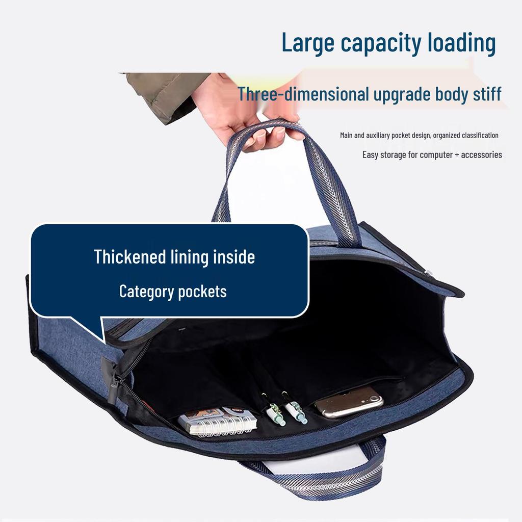 Oxford Cloth Business Briefcase: Large Zippered File & Computer Storage Bag