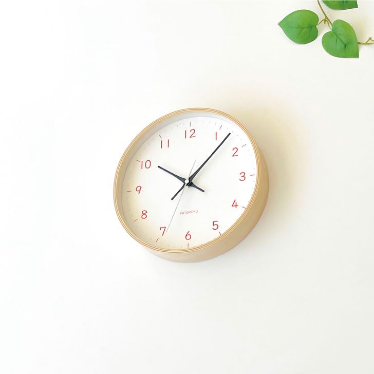 KATOMOKU plywood clock 22 orange wall clock continuous second hand diameter radio km-121ORRCS 25.2cm (SKP clock)