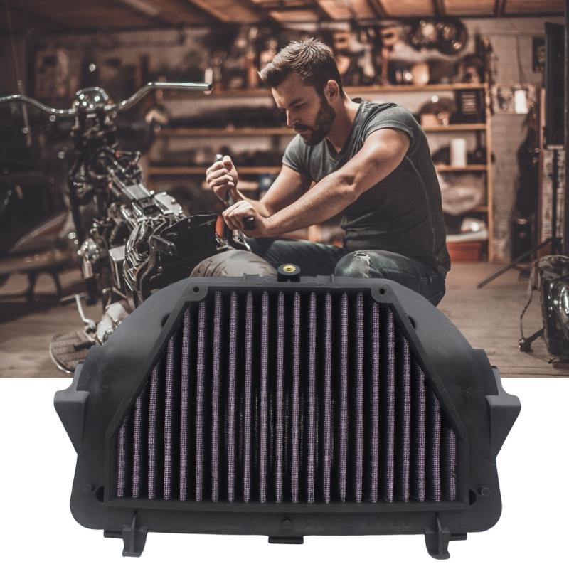 Washable Motorcycle Air Filter with Pleated Mesh and Rubber Frame, Reusable Direct Fit Intake Filter for YZF-R6 2010-2018 Routine Upkeep and Garage