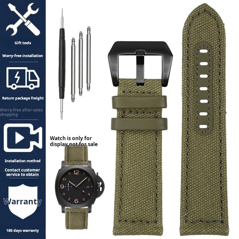 Voor Panerai PAM111 441 137 386 heren Horlogeband Nylon Canvas nylon Koeienhuid Horlogeband 20 22 24mm Roestvrijstalen Gesp Accessoires