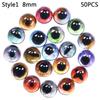 50Pcs Glass Eyes Cabochons Round 8MM-10MM Round Dome Dragon Eye Animal Eye For Craf DIY Jewelry Accessory MIX Pupil Eye Cameo