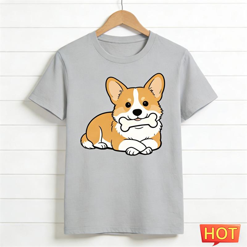Summer Cute T Shirts Fashion Short Sleeve Funny Dog Crew Neck T-shirts Casual