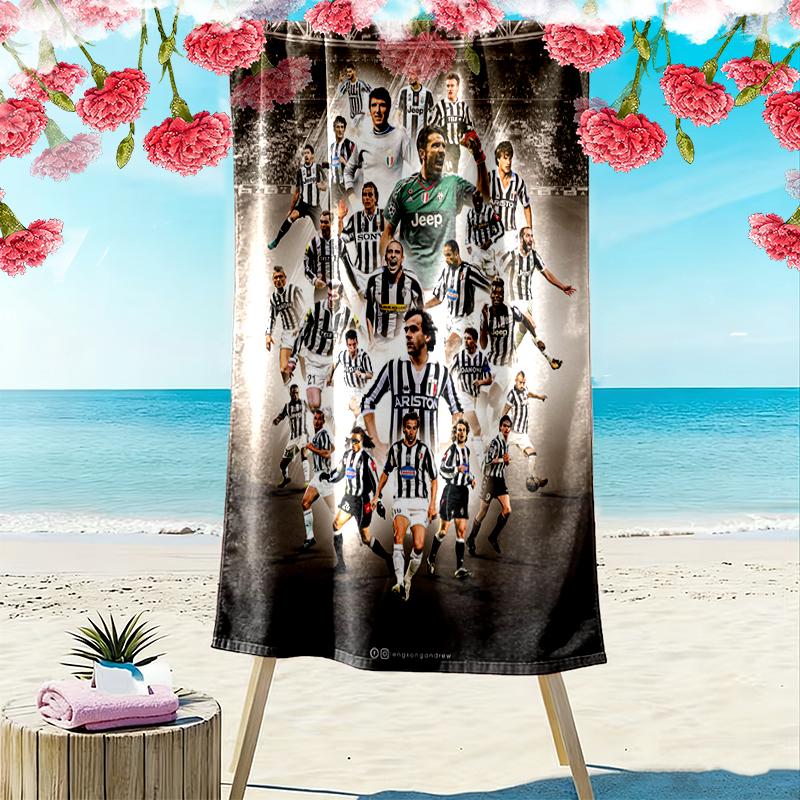 1pc Juventus Football Club Beach Towel, Soft Beach Towel Suitable for Beach Swimming, Outdoor Camping and Traveling