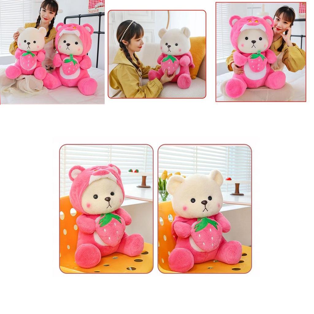 Süßer Erdbeer-Teddybär Plüschtier für Kinder Weiches und kuscheliges Stofftier Geschenk 40cm 50cm 65cm)