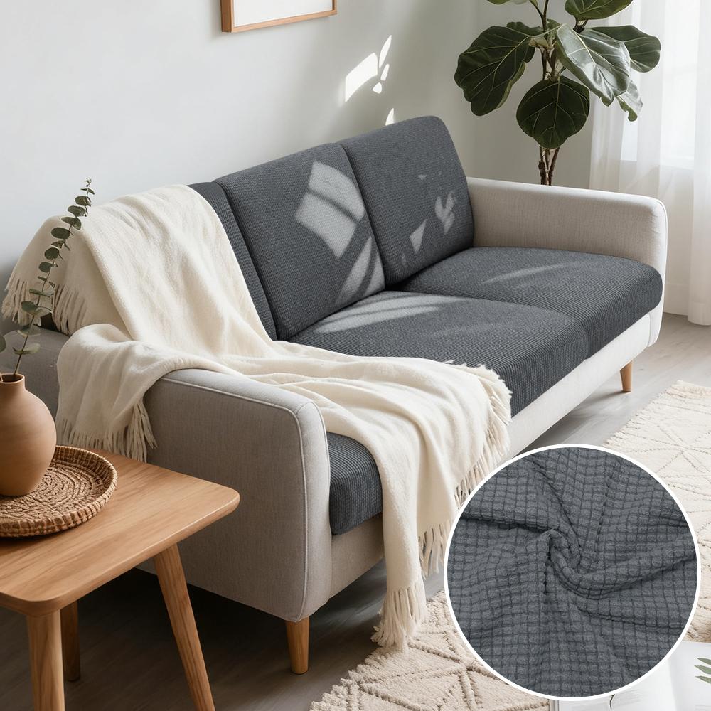 Jacquard Woven Fabric Pure Couch Fitted Covers Polar Thermal Fleece Fabric Form Fitting Sofa Seat Covers Detachable Couch Protector Furniture Cover