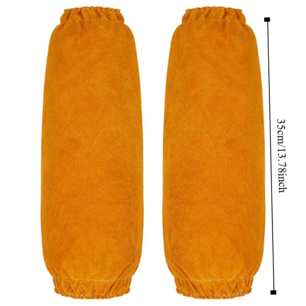 

Рукав з коров ячої шкіри для зварювання, термостійкий робочий рукав для зварювання, зварювальні матеріали Yellow 35cm