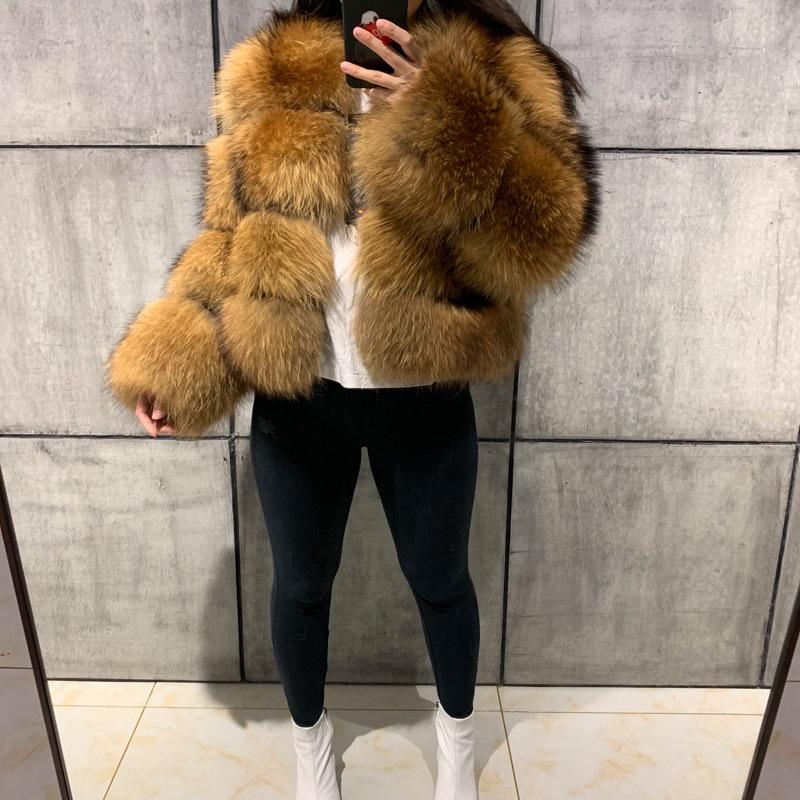 European and American Hot-Selling Imitation Raccoon Fur Patchwork Women's Coat