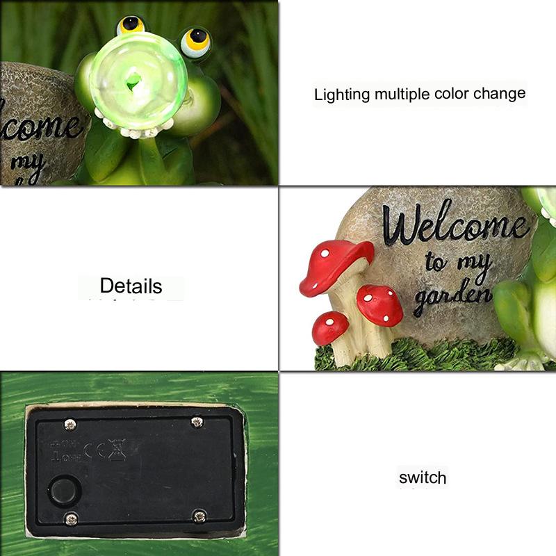 Solar Garden Light Frog Resin Statue Handicraft Ornament Garden Garden Landscape Decorative Light