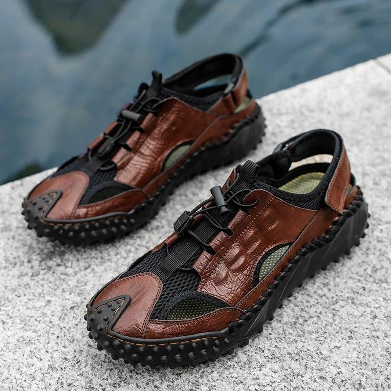Men Sandals Genuine Leather Outdoor Summer Mens Causal Shoes Beach Sandals Man Fashion Casual Sneakers for Men