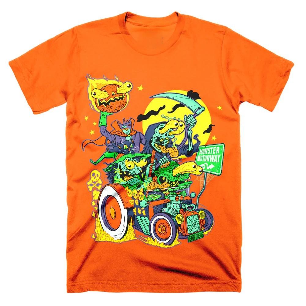 Monster Motorway Graphic Shirt Retro Car Racing Style Unisex Gift Halloween S