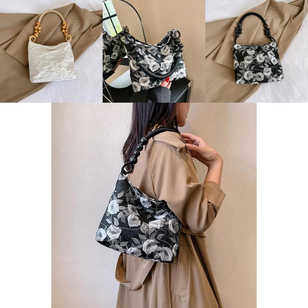 Fashionable And Simple Nylon Bucket Bag With Charming Bead Accents For Everyday Use