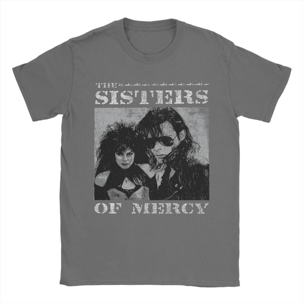 Vintage The Sisters of Mercy TShirt for Men Crew Neck Pure Cotton T Shirts Short Sleeve Tee Shirt Summer Clothes