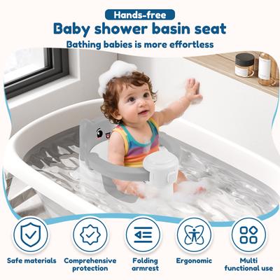 Assento de Banho para Bebê Cadeira Fofa para Banheira de Bebê com 4 Ventosas Antiderrapantes e Orifício de Drenagem Assento de Banho Portátil para Bebê de 6 a 24 Meses