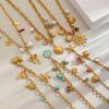 Versatile Stainless Steel Pendant Necklace with Sun, Shell, Fish, and Pearl Charms for Women