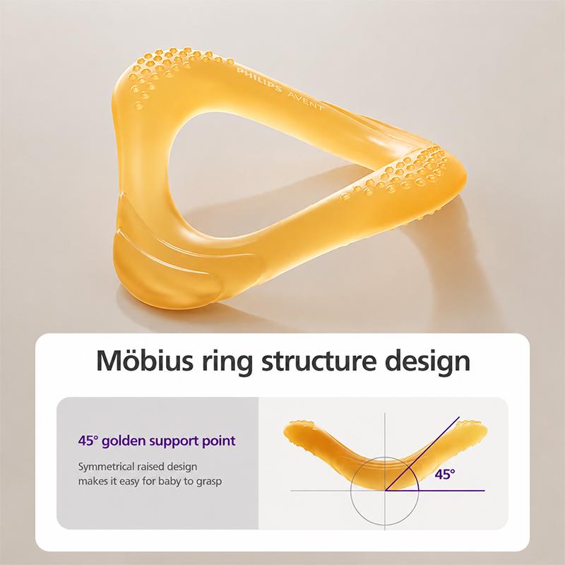 Philips Avent Babyring Silikon-Beißring (Zwei Farben: Bernsteigelb / Hellblau)