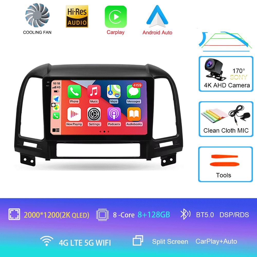 Car Radio Android 14 For Hyundai Santa Fe 2 2006 - 2012 Navigation GPS Multimedia Video Player Stereo wireless Carplay Wifi+4G