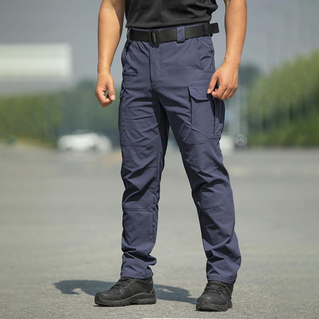 Men's Cargo Pants with Elastic Waist Button Closure, -, -, 8 Pockets, Breathable for Outdoor Work