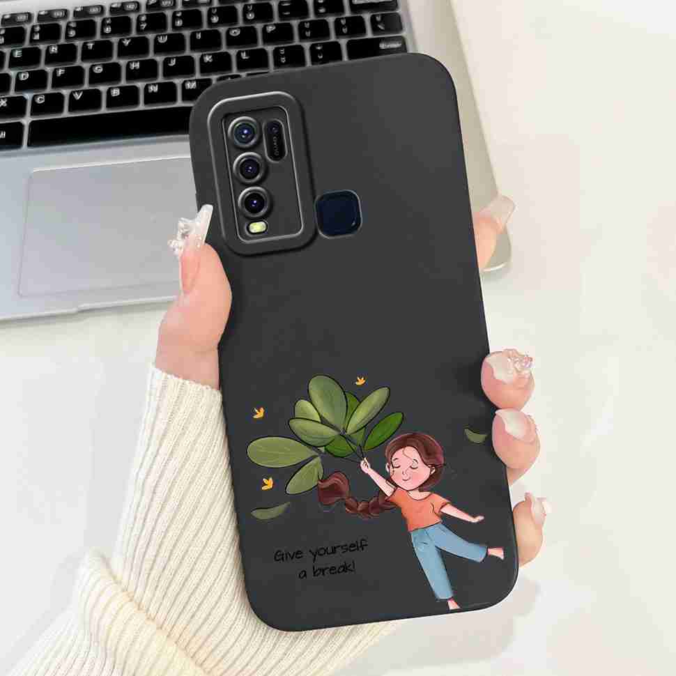 For vivo Y50 2020 1935 6.53" Case Cherry Girl Soft Silicone Cover Cartoon Rabbit For Vivo y50 VIVO Y50 V1965A Phone Cases Bumper