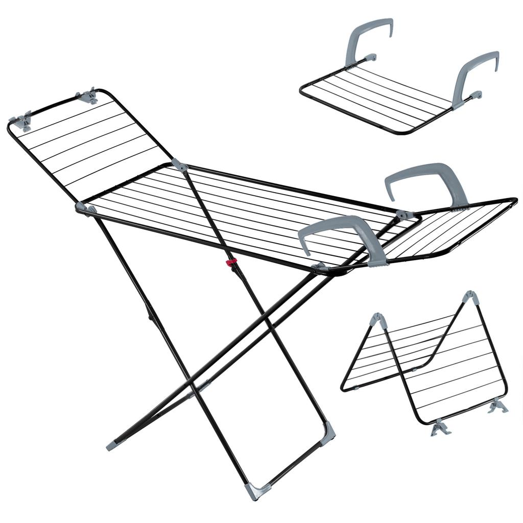KADAX Sušák na prádlo 3v1 Stojací Prádlo Oblečení Skládací Balkonový + Kolečka