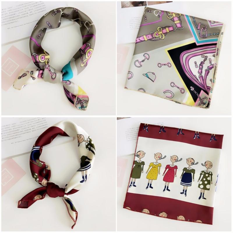 Luxury Square Scarf For Women Silk Feeling Shawl Satin Hijab Fashion Wraps Hair Bands Ribbon Headband Bag Accessories Headscarf