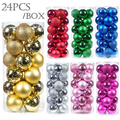 24pcs 3cm Christmas Balls Xmas Tree Ornaments Gold Red Green Christmas Hanging Ball Tree Decorations Navidad New Year Home Decor