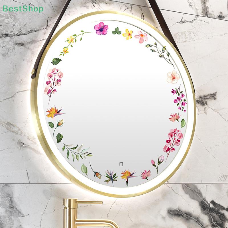 Mirror Stickers,Plant Flower Wall Stickers,Self-adhesive Wall Stickers For Decorating Mirrors In The Bedroom And Bathroom