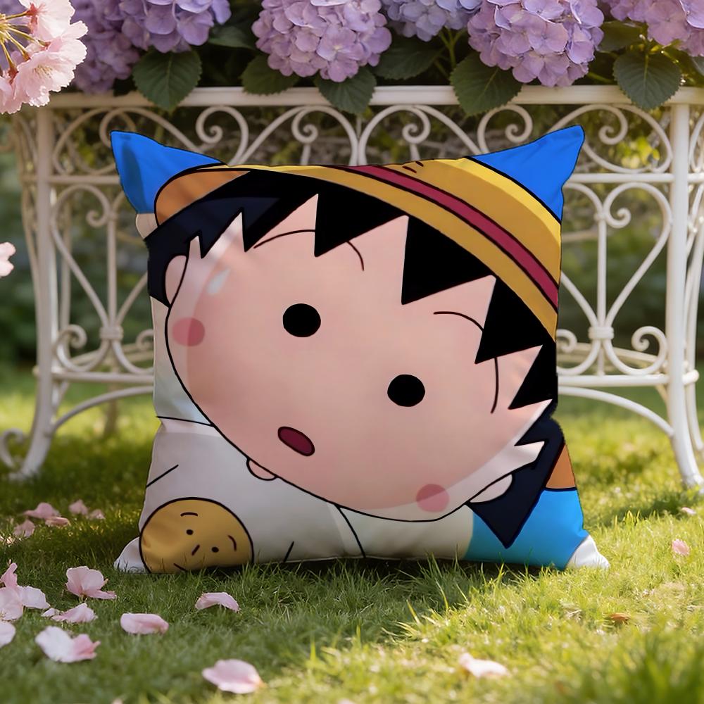 Cute anime C-Chibi M-Maruko Chan Cushion Cover Home & Car Dual-Scene Pillow Cover: Reversible for Premium Comfort