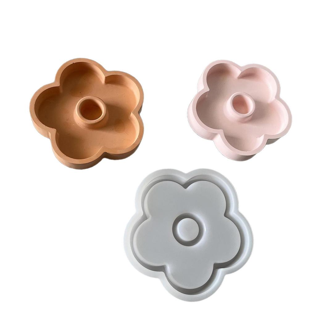 Floral Silicone Candle Holder Tray Food Grade Safe Flexible Long Candle Tray For Home Decor Party Centerpiece