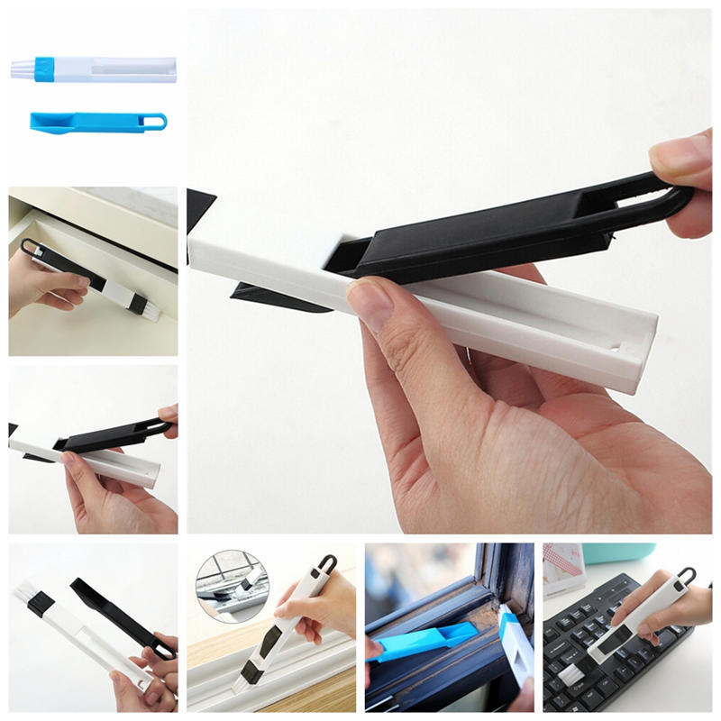 2 In 1 Polished Window Track Cleaning Brush Keyboard Nook Cranny Dust Shovel