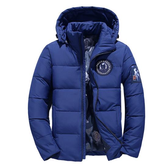 Winter Men Jacket Cotton Padded Anti-static Lining Zipper Placket Patch Coldproof Fluffy Filling Hooded Coat